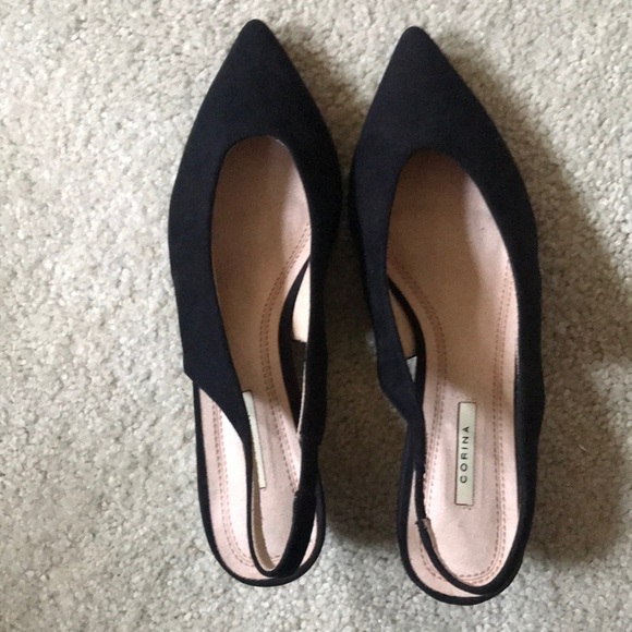 Corina Womens Suede Fabric Sling Back Kitten Heel Slip On Sandals-Size 39 - Picture 1 of 14